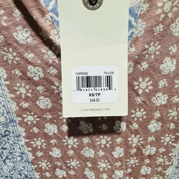 NEW Lucky Brand v neck print flowy tank top USXS  festival beach casual airy - Picture 4 of 5